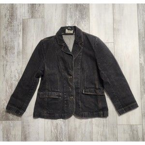 FUDA New York Womens Denim Black Jean Jacket Size L 100% Cotton